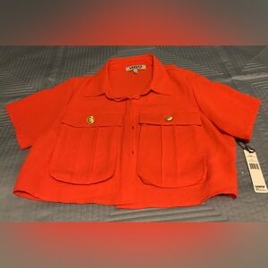 Orange Crop Blouse Top Size L New